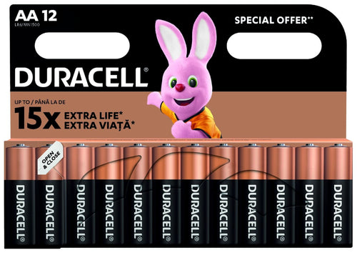 12X Duracell AA plus Power Extra Life Alkaline Batteries LR6 MN1500 Long Exp UK